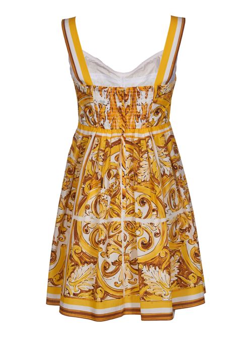 Short dress with bustier bodice in Maiolica print cotton poplin DOLCE & GABBANA | F6JDATFI5JJH45DQ